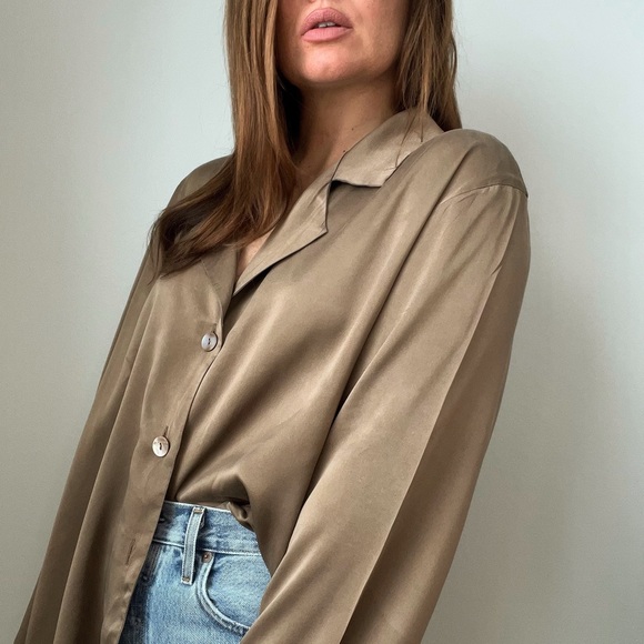 SOLD// Vintage Silk Blouse in Brown - Picture 2 of 10